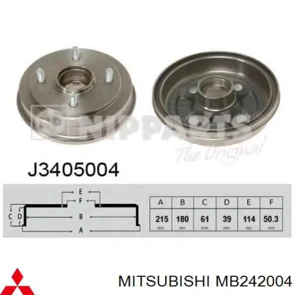 Tambor de freno trasero Mitsubishi MB242004 precio, desde 31,07 EUR