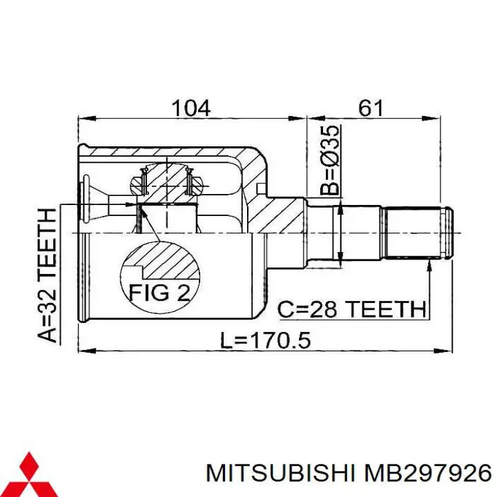 MB297926 Mitsubishi fuelle, árbol de transmisión delantero interior