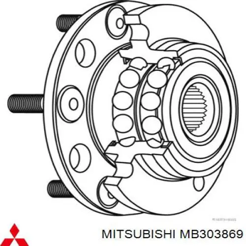 MB303869 Mitsubishi Espárrago de rueda trasero/delantero
