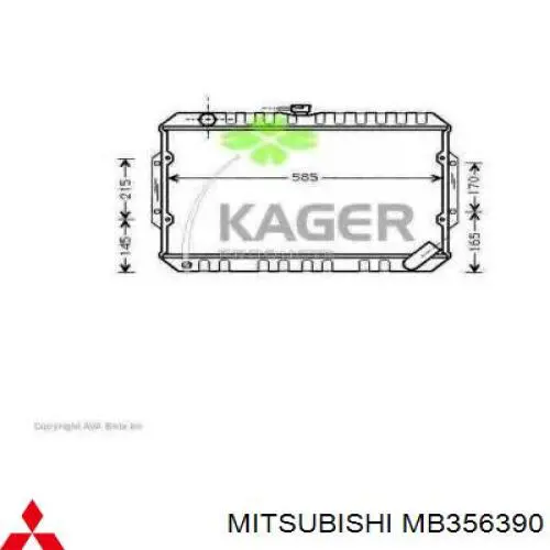 Comprar MB356390 Mitsubishi Radiador de auto