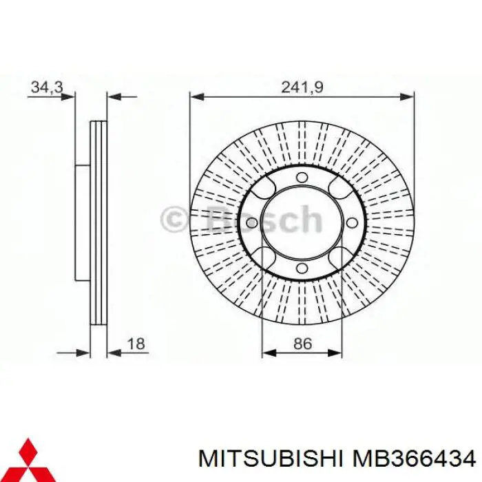 Frenos delanteros Mitsubishi MB366434 precio, desde 37,81 EUR