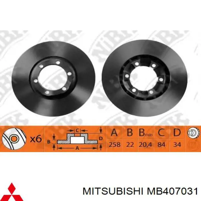 MB407031 Mitsubishi freno de disco delantero