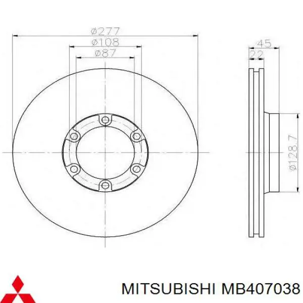 MB407038 Mitsubishi disco de freno delantero