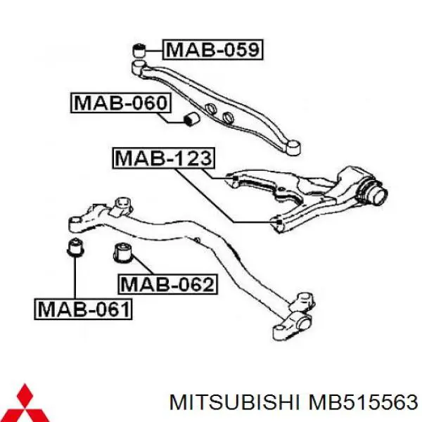 MB515563 Mitsubishi silentblock,suspensión, cuerpo del eje trasero, trasero