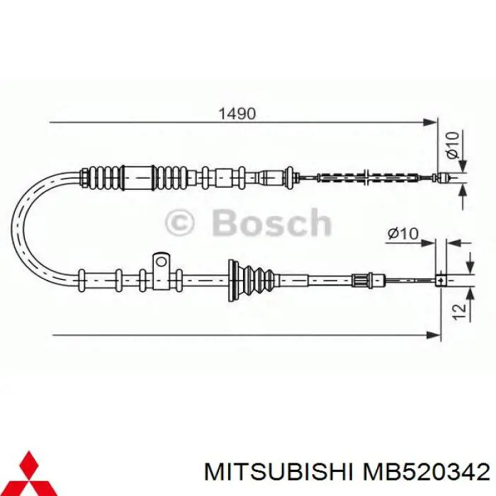 Cable de freno de mano trasero derecho Mitsubishi MB520342 precio, desde 18,17 EUR