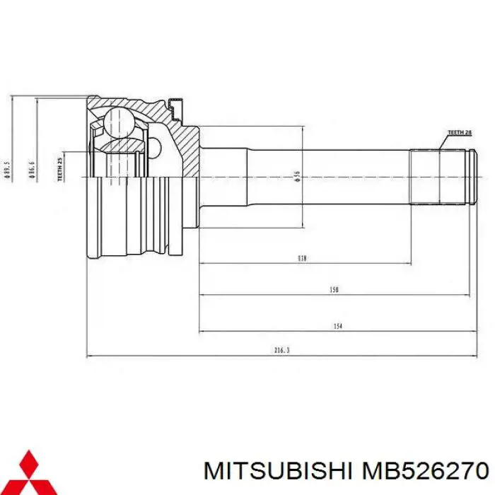 Junta homocinética exterior delantera Mitsubishi MB526270 precio, desde 49,61 EUR