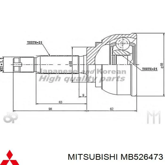 Comprar MB526473 Mitsubishi Junta homocinética exterior delantera derecha