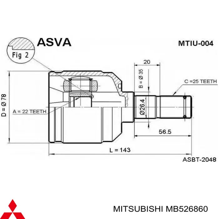 MB936148 Mitsubishi junta homocinética interior delantera