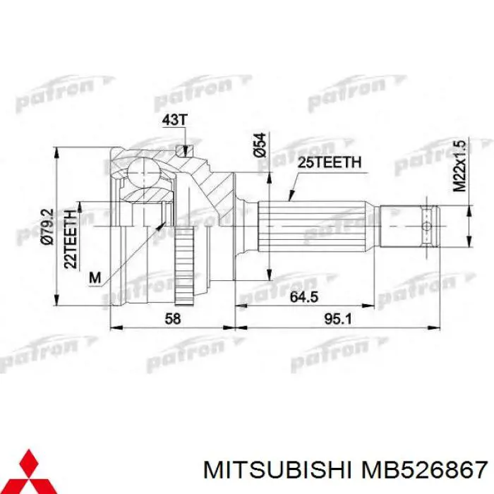 MB526867 Mitsubishi junta homocinética exterior delantera