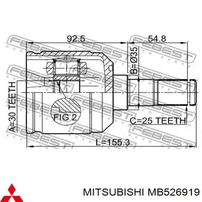 MB526919 Mitsubishi junta homocinética interior delantera