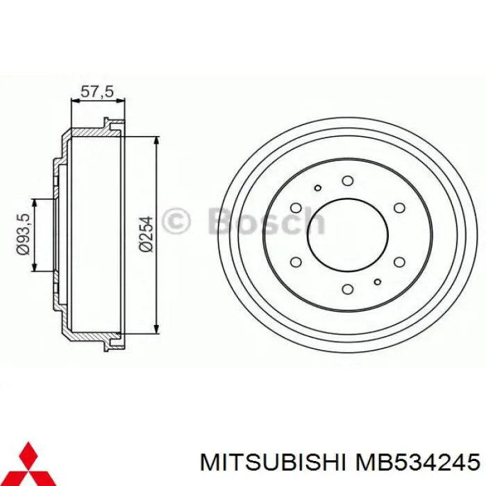 MB193596 Mitsubishi Tambor de freno trasero
