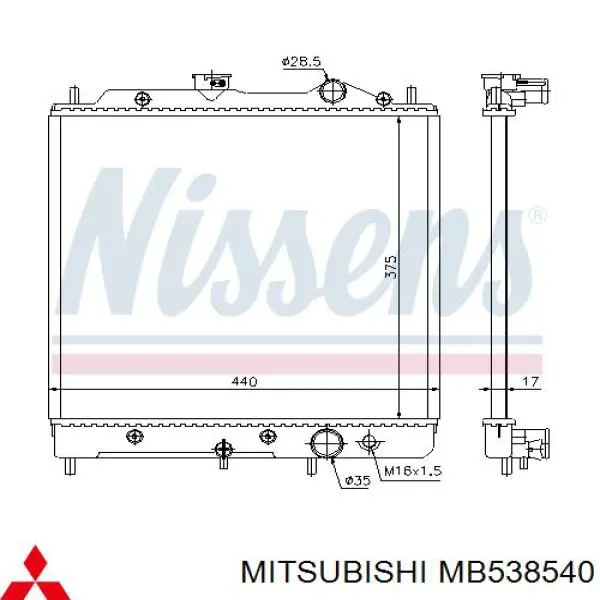 Água radiador Mitsubishi MB538540 precio, desde 113,69 EUR
