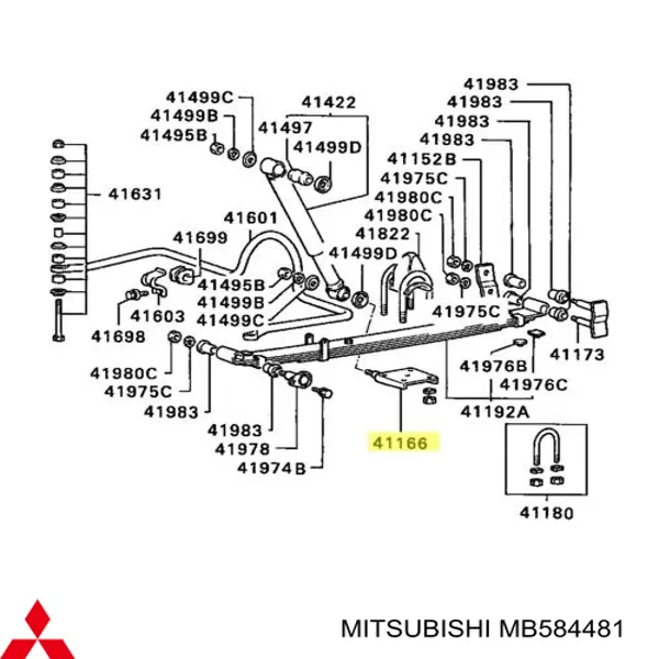Placa superior trasera, brida de ballesta para Mitsubishi L 200 (K4T)