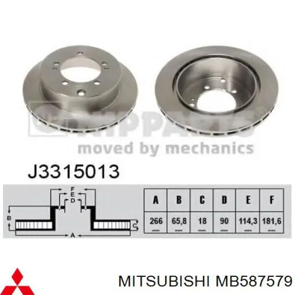 MB587579 Mitsubishi disco de freno trasero