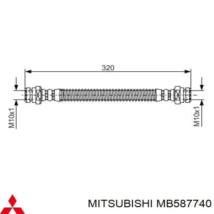 MB587740 Mitsubishi latiguillo de freno delantero
