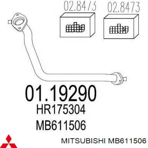 MB611506 Mitsubishi tubo de admisión del silenciador de escape delantero