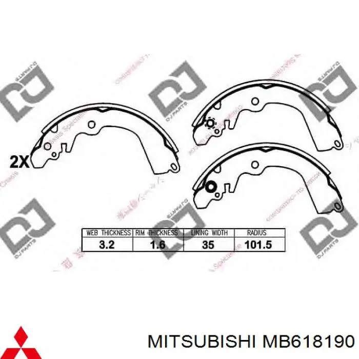 MB618190 Mitsubishi zapatas de frenos de tambor traseras
