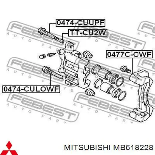 Pasador guía, pinza del freno delantera, superior para Mitsubishi Galant (EA)