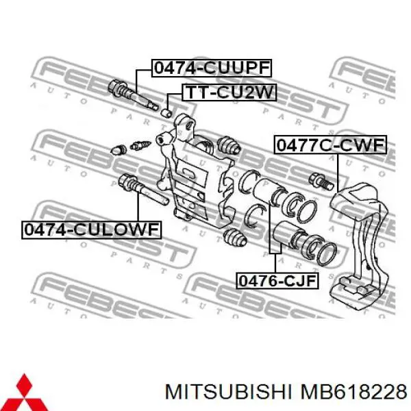 Comprar MB618228 Mitsubishi Pasador guía superior de la pinza de freno delantera