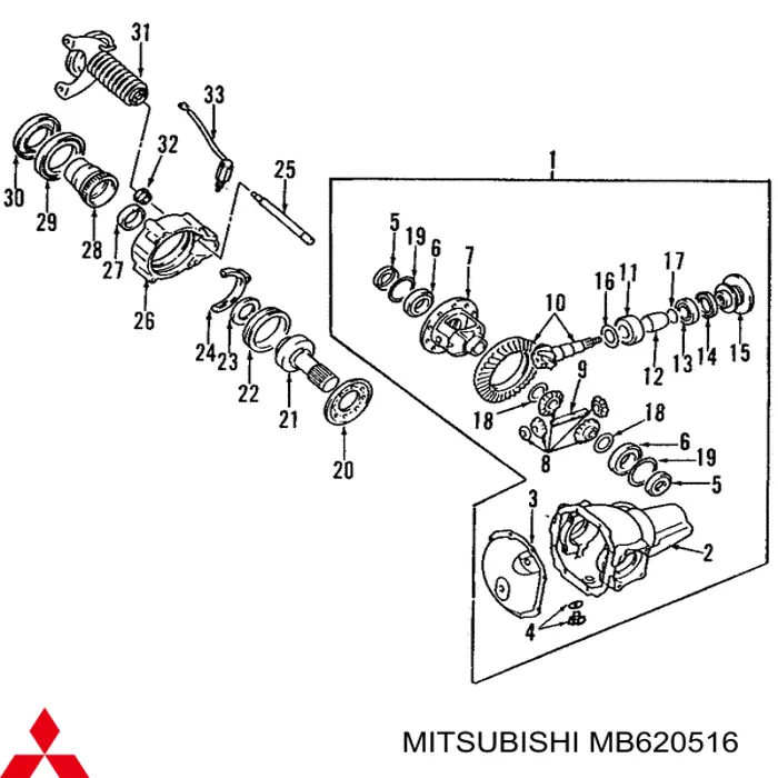 MB620516 Mitsubishi cojinete, palier, eje delantero
