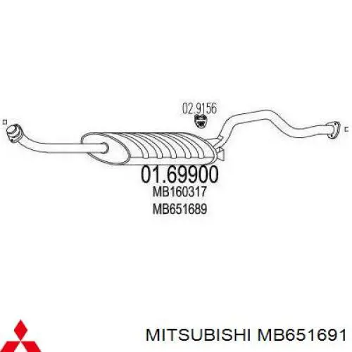 MB651691 Mitsubishi silenciador del medio