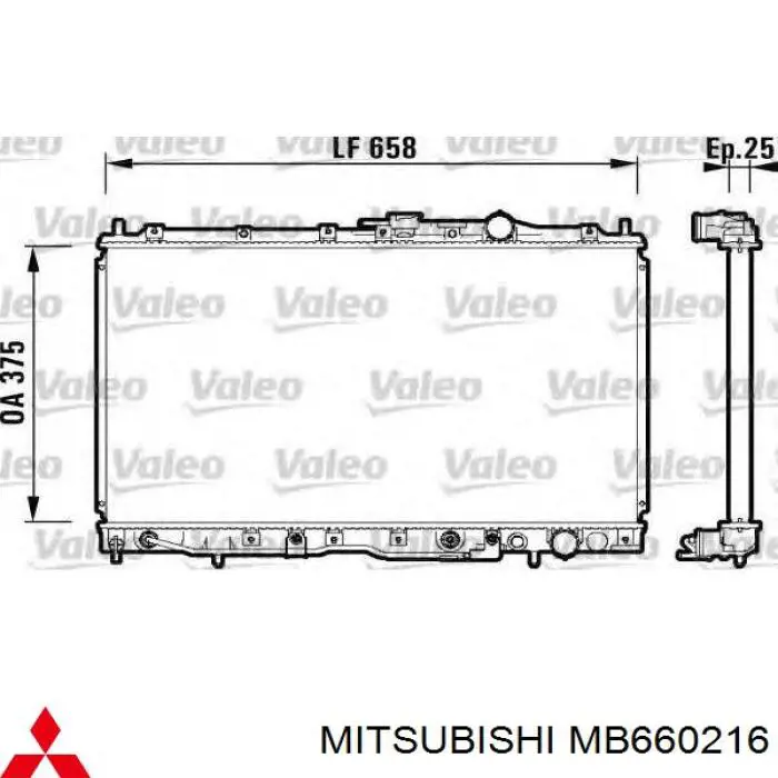 MB660216 Mitsubishi radiador refrigeración del motor