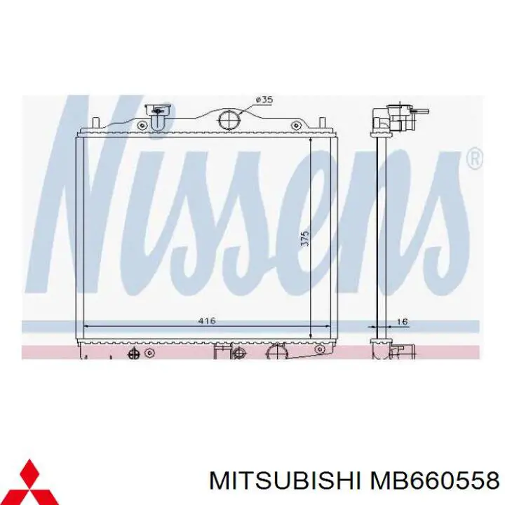 Radiador de água Mitsubishi MB660596