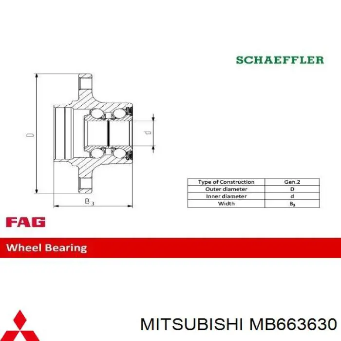 Comprar MB663630 Mitsubishi Cubo de rueda, Eje trasero