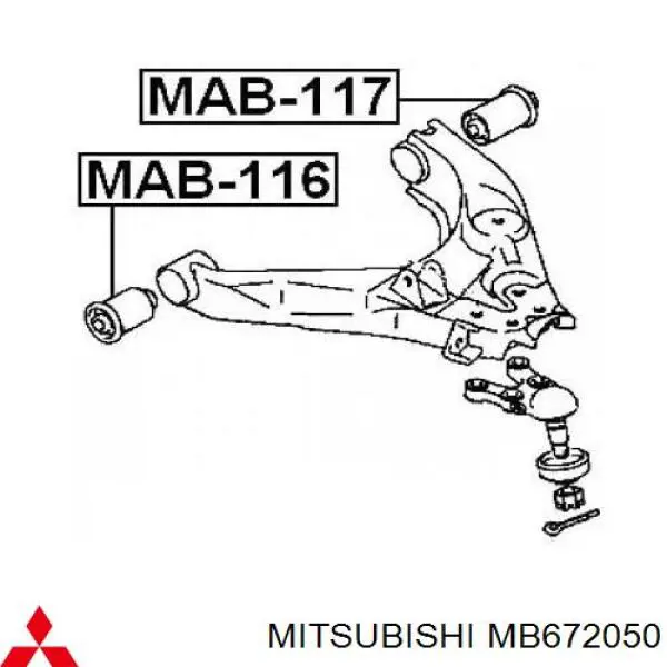 MB672050 Mitsubishi barra oscilante, suspensión de ruedas delantera, superior izquierda