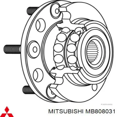 MB808031 Mitsubishi espárrago de rueda trasero / delantero