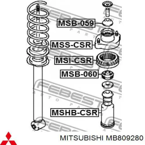 MB809280 Mitsubishi caja de muelle, eje trasero, arriba