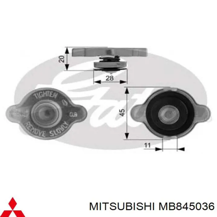 Tapa de radiador (tapón) Mitsubishi MB845036 precio, desde 6,61 EUR
