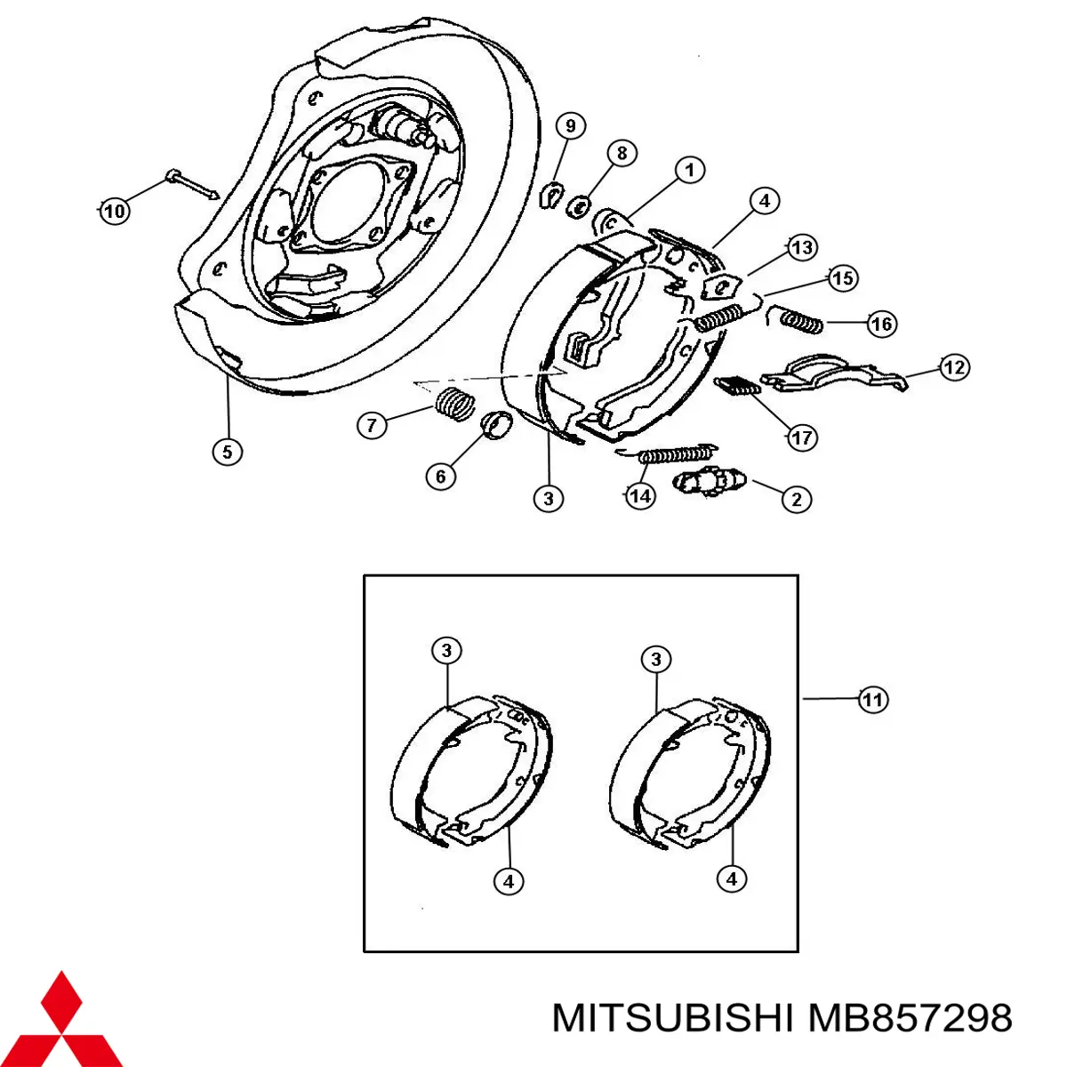 Kit reparación, palanca freno detención (pinza freno) MITSUBISHI MB857298