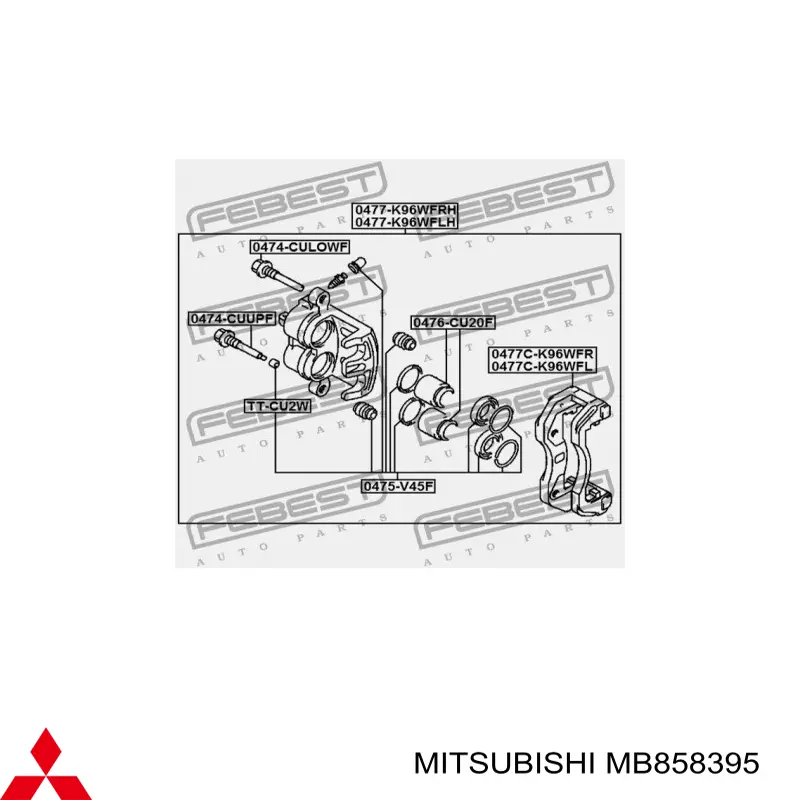Soporte de la pinza de freno delantera Mitsubishi MB858395 precio, desde 48,35 EUR