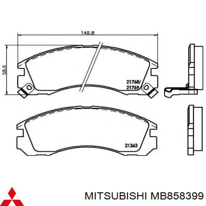 MB858399 Mitsubishi pastillas de freno delanteras