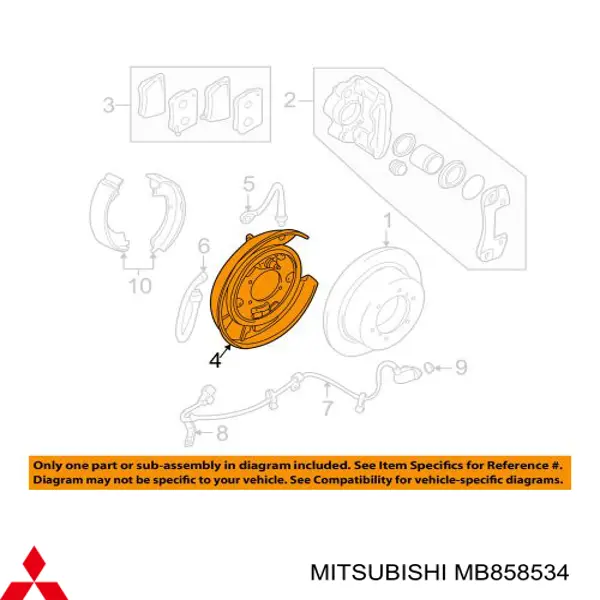 Protector de disco de freno trasero derecho Mitsubishi MB858534 precio, desde 92,73 EUR