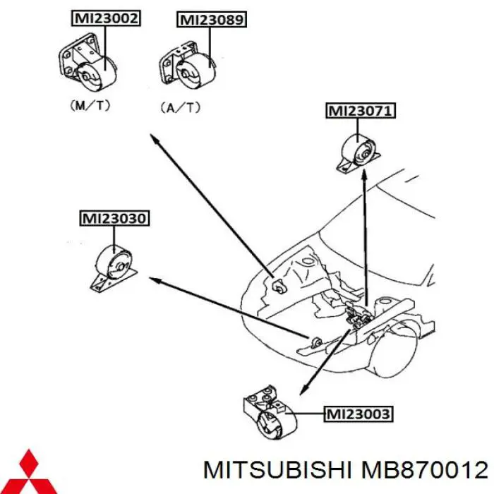 Soporte de motor trasero MB870012 Mitsubishi