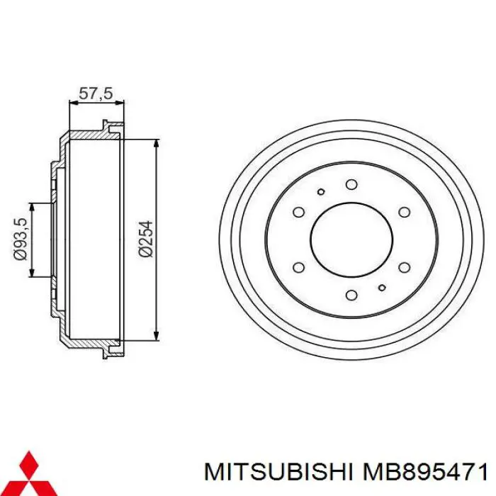 Tambor de freno trasero Mitsubishi MB895471 precio, desde 53,16 EUR