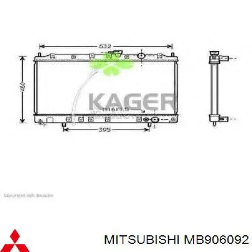 MB906092 Mitsubishi radiador refrigeración del motor