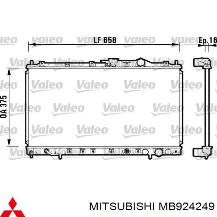 MB924249 Mitsubishi radiador refrigeración del motor