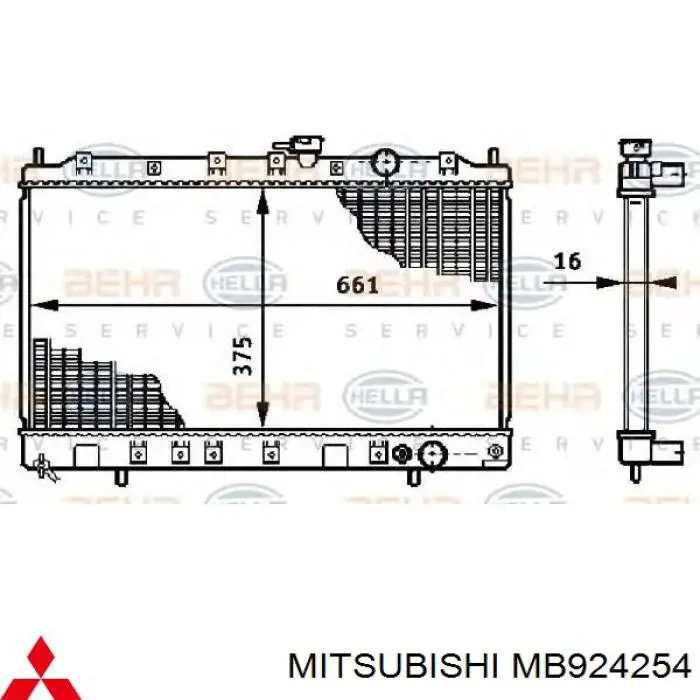 MB924254 Mitsubishi radiador refrigeración del motor