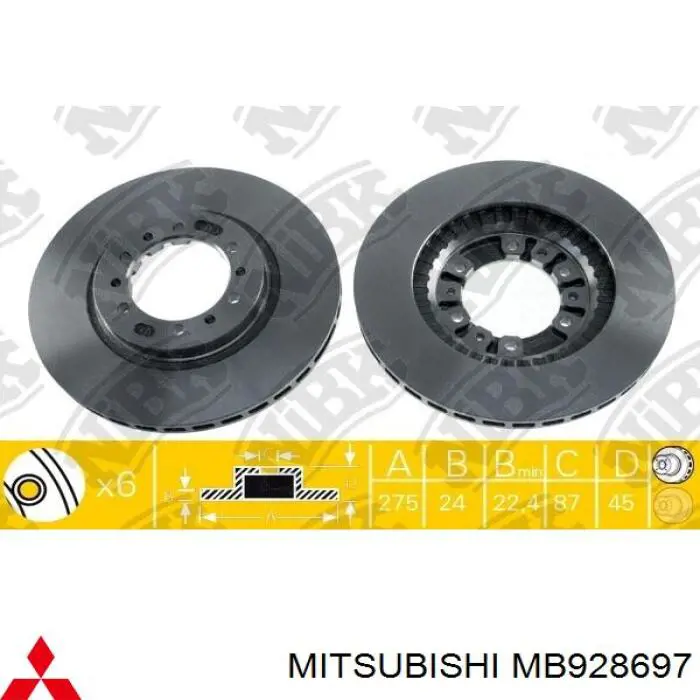 MB928697 Mitsubishi freno de disco delantero