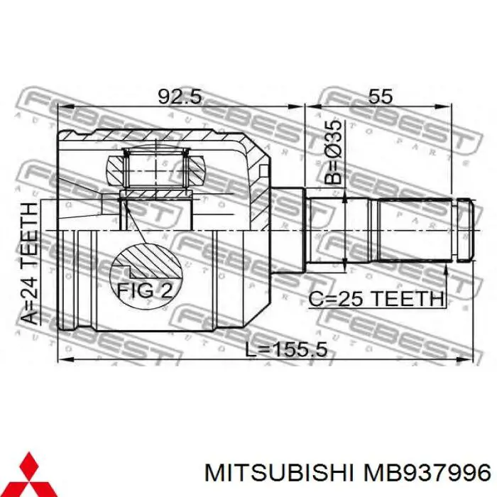 MB937996 Mitsubishi junta homocinética exterior delantera