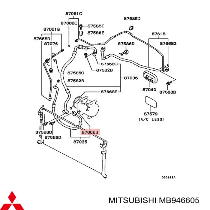 MB946605 Mitsubishi anillo de sellado de tubería de aire acondicionado