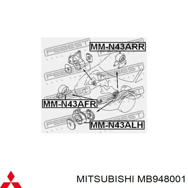 MB948001 Mitsubishi soporte motor izquierdo