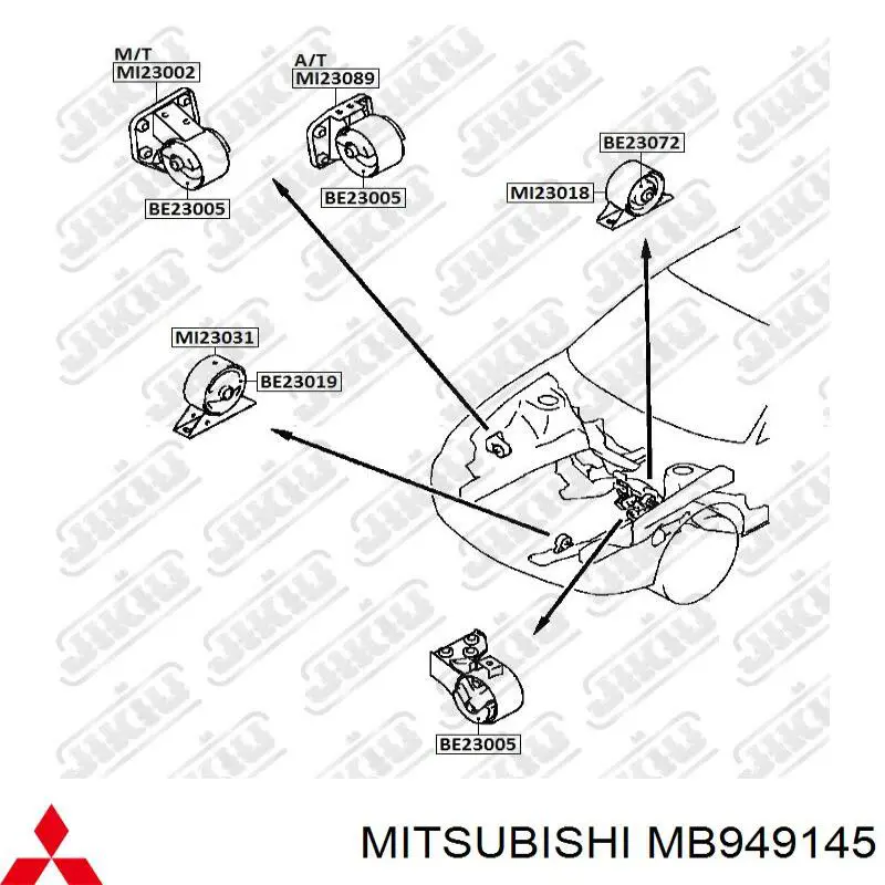 MB949145 Mitsubishi silentblock, soporte de montaje superior motor