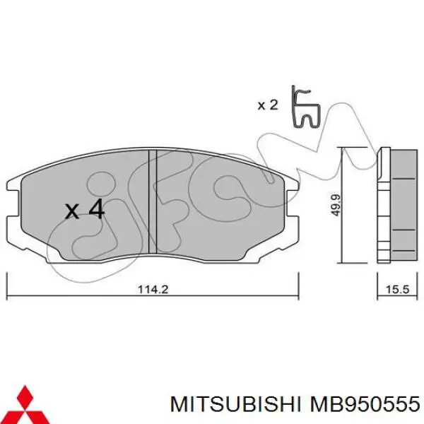 Comprar MB950555 Mitsubishi Pastillas delanteras de freno