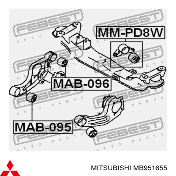 MB951655 Mitsubishi Silentblock del soporte del diferencial trasero