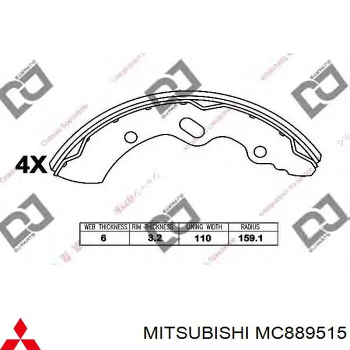 MK501612 Mitsubishi zapatas de frenos de tambor traseras