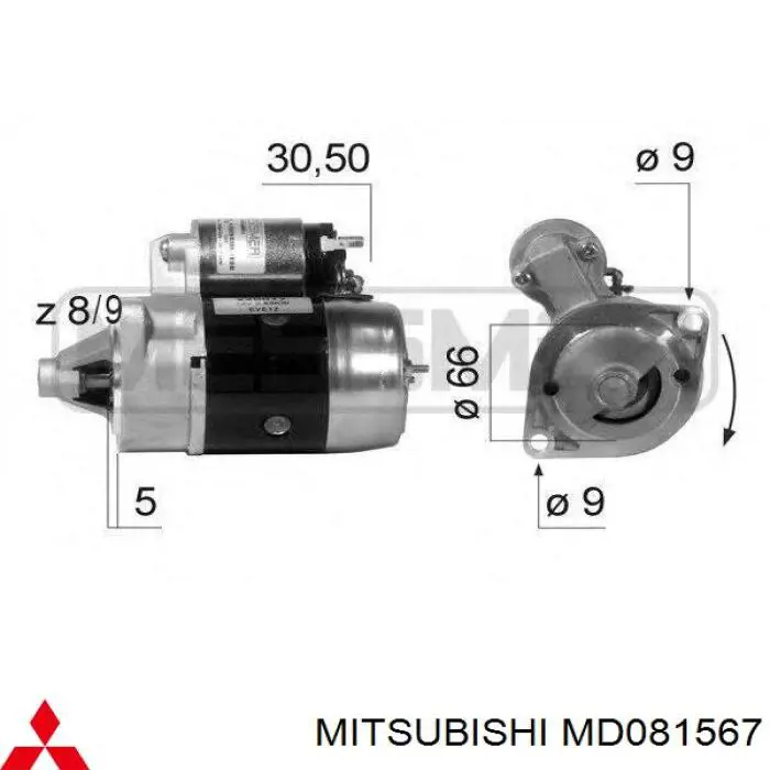 MD 081567 Mitsubishi motor de arranque